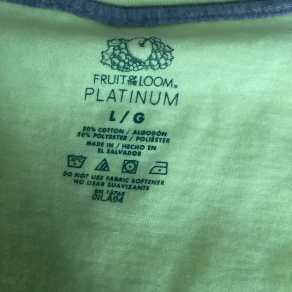 NWT Fruit of the Loom Platinum Neon Yellow Tee Sz L sleeveless crew neck